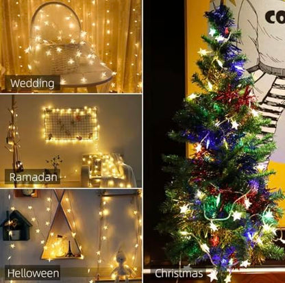 Star String Lights, Warm White, 111 Inch, for Bedroom, Wedding, Christmas, Halloween, Party and Home Decor