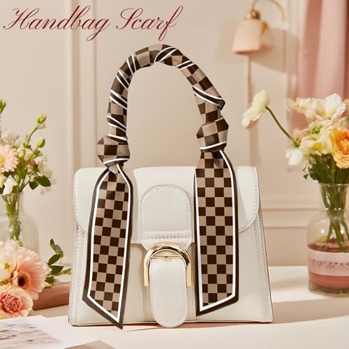 Head Hair Scarf Neck Silk Feeling Scarves Long Thin Satin Fashion Handbag Cute Decoration Women Girls 59 * 6.7'' - color: O-6-brown
