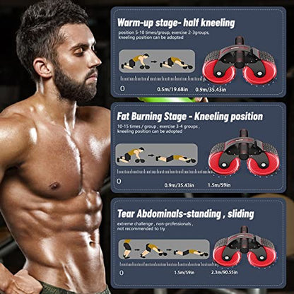 AB Roller, Automatisches Rebound-Bauchrad, Bauchroller Pedal Puller, Bauchroller Muskel Trainer, Automatic Rebound Abdominal Wheel for Home Gym Strength Training