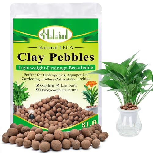 Halatool 8LB Leca for Plants, 4-16mm Hydro Balls for Root Rot Prevention | Natural Clay, pH-Neutral, Lightweight Clay Pebbles for Hydroponics, Terrariums, Potted Plants, Top Dressing, Drainage Layer - size: 8LB