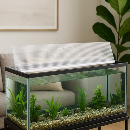 Sieral 2 Pcs Clear Aquarium Canopy Set Polycarbonate Greenhouse Panels 16.87 x 16.87 x 0.12 Inch for 50/65/84 Gallon Fish Tank with Center Brace Aquariums Cover Fish Tank Lid - color: Clear, size: 36 x 18 Inch