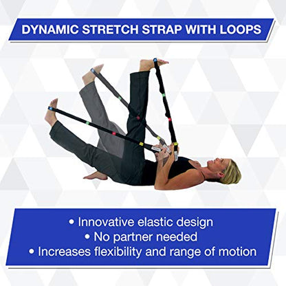 THERABAND Stretch Strap with Loops to Increase Flexibility, Dynamic Stretching Tool for Athletes Including Dancers, Cheerleaders, Gymnasts, Runners, Pilates and Yoga Elastic Stretch Out Band