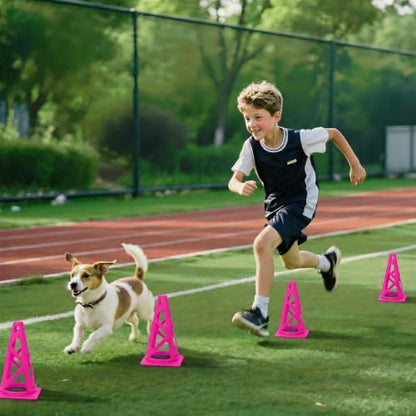 24 Pack Soccer Cones, 9 Inch Agility Cones for Soccer, Football, Basketball, Cones for Sports Training, Speed & Agility Drills, Field Marking Equipment - color: pink