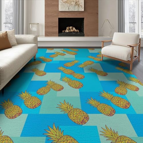 6'x9' Washable Modern Color Block Area Rug, Yellow Non-Shedding Pet Friendly Room Rug Foldable Easy Care Carpet for Queen Size Bedroom, Under Bed, Master Suite | Ref:1991834 - color: Blue/Pattern 27, size: 6' x 9' (Rectangular)