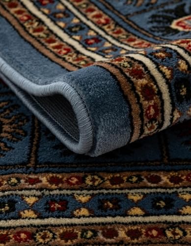Rugs.com Bokhara Collection Rug – 6 Ft Runner Blue Medium-Pile Rug Perfect for Hallways, Entryways - color: Blue, size: 2' x 6' Runner