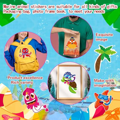 Ocean Stickers for Kids Toddlers, Make a Face Sea Animal Stickers | 24 Sheets Make Your Own Stickers for Kids Under The Sea Animal Summer Beach Stickers, Ocean Sea Party Favors - style: Ocean Stickers