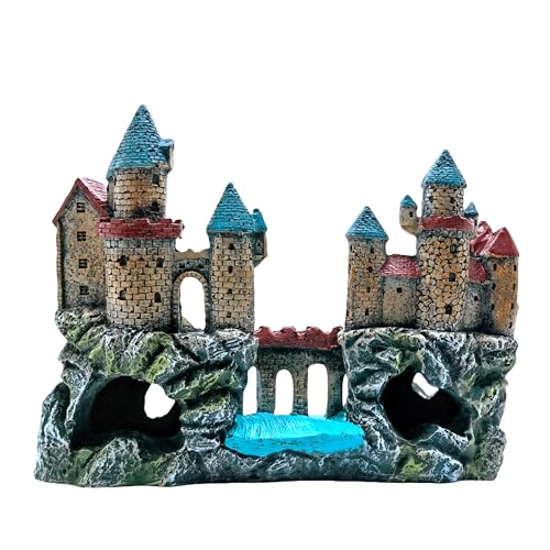 M2cbridge Antique Roman Column Ruins European Castle Aquarium Decorations Fish Tank Hideout Rocks (Large Castle) - color: Large Castle