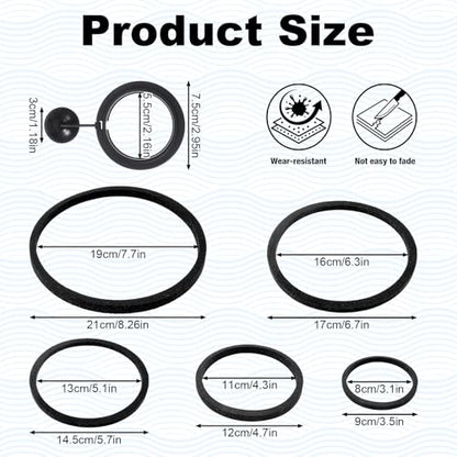 5 Sizes EVA Fish Feeding Ring and 1 Pcs Suction Cup Fish Feeder Ring | 6 Pcs Black Round Floating Rings for Aquarium Set, Floating Rings for Aquarium Betta Goldfish Guppy