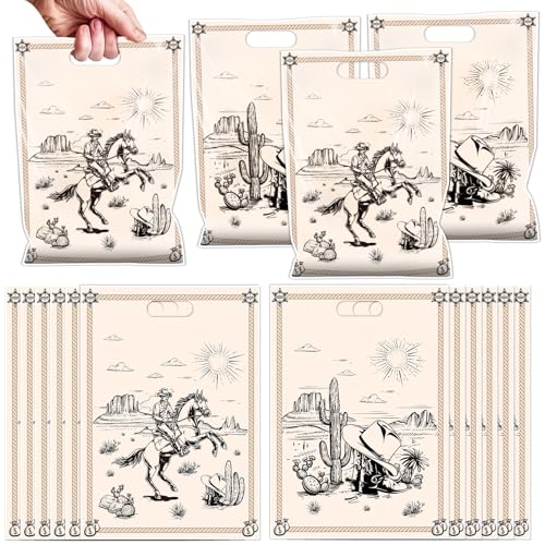 Falueqg Western Cowboy Party Favor Bags - 50 Pcs Cowboy Goodie Candy Gift Bags Wild West Themed Party Supplies for Western Theme Baby Shower Birthday Decorations - color: Western