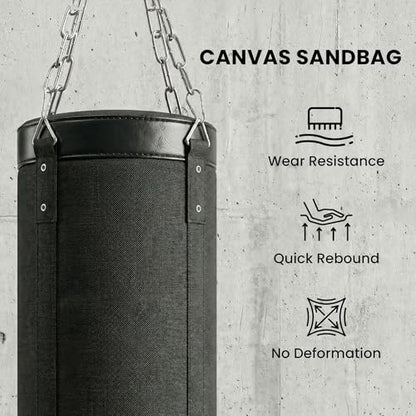 Soozier Punching Bag with Stand for Adults, 72.8"-90.9" Height Adjustable Freestanding Boxing Stand with Canvas Sandbag, Stable Triangular Base and 1" Weight Plate Storage for Home Gym MMA - color: Black
