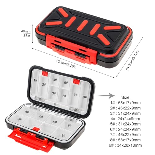 Fishing Tackle Storage Box, Double Sided Waterproof, 16 Compartments, Fishing Lure Box Storage Containers (Black) - color: Black
