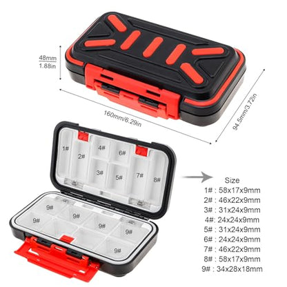 Fishing Tackle Storage Box, Double Sided Waterproof, 16 Compartments, Fishing Lure Box Storage Containers (Black) - color: Black