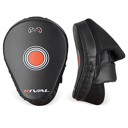 RIVAL Boxing RAPM Pro Punch Mitts - Padded Finger Protector, Pre-Curved, High-Density, Impact-Resistant Foam, and Airflow System - color: Black