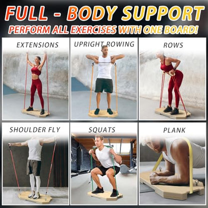 J Bryant Bamboo Resistance Band Workout Platform - Complete Set with Tube Bands, Handles, Bar & Loop Hooks for Full-Body Strength, Rehab, Mobility & Functional Training - style: Set B