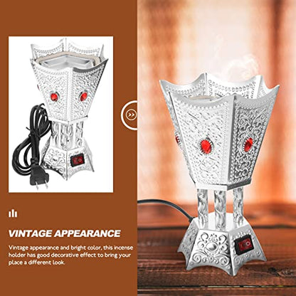 SEWACC Electric Incense Burner Metal Bakhoor Burner Middle Eastern Style Tabletop Electric Censer for Home Office Yoga Spa Decor