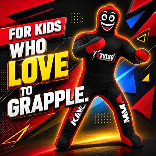 Unfilled Wrestling Dummy for Kids – Youth Grappling Dummy BJJ, MMA, Jiu Jitsu & Judo Training Partner – Durable Martial Arts Practice Buddy - color: Black, size: 3ft / 36"