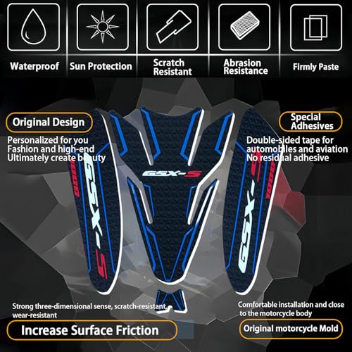 Tank Pad Sticker For GSX-S1000 Thermal Insulation, Damage Prevention, Coating Protection,The Fuel Tank Pad, GSX-S1000 Accessories (Grey) - color: Grey