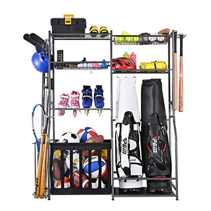Mythinglogic Garage Sports Equipment Storage, 2 Golf Bag Storage Stand and Other Sports Equipment Storage Rack, Garage Organizer System
