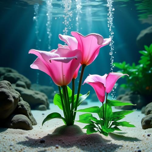 Flower Aquarium Decoration Artificial Aquatic Plant Waterweed Craft Silk Plastic Plants,Artificial Fish Tank Decorations,Used for Household and Office Simulation Hydroponic,Aquarium Accessories