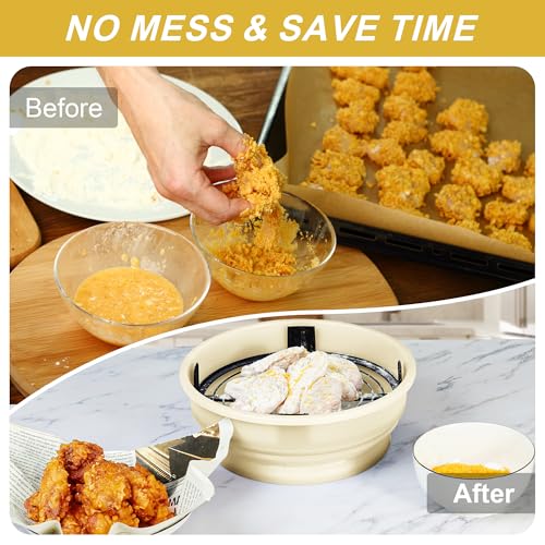 Collapsible Batter Bowl - Breading Bowl Shaker with Lid , Cream White - color: Cream White