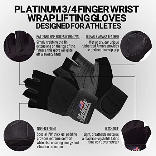 Schiek Sports 540 Platinum Lifting Gloves - Weightlifting Gloves with Wrist Wrap Support for Gym Workouts - size: 3X-Large