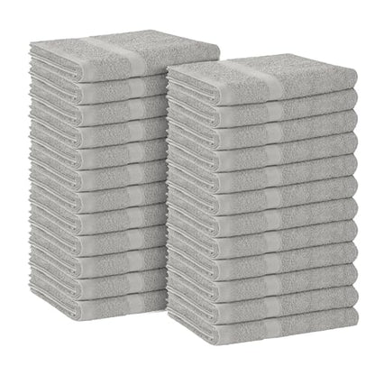 Avalon Towels Salon Towel - Silver Hand Towels Bulk Pack of 24 - 100% Cotton Absorbent Spa, Facial & Gym Towel for Working Out - 16x27 Inches (Not Bleach Proof) - color: Silver