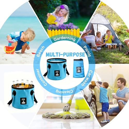 Collapsible Bucket with Handle, Lightweight Folding Water Container, Portable Collapsible Bucket for Fishing, Camping, Hiking, Backpacking, Outdoor Survival, Car Washing Black 20L (20L-Blue) - size: 20L-Blue