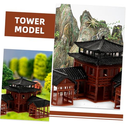 Miniature Pagoda Figurines Ancient Inn Landscape Model Aquarium Decor Ornaments for Fish Tank Bonsai Figurines Japanese Zen Garden and Micro Landscape 3.14 X 3.14 X 2.36 in