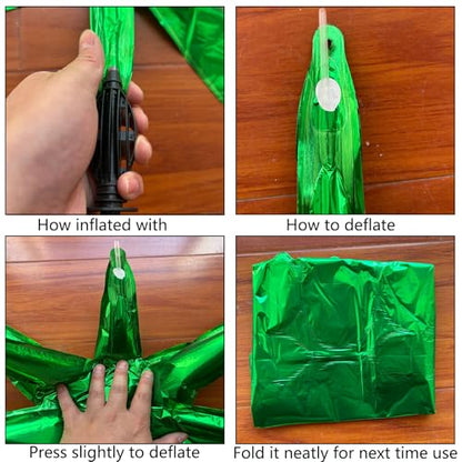 6 Pcs Green Star Foil Balloons One-Piece 14-Pointed Star Balloon 4D Cone Mylar 22inch Christmas Birthday Wedding Fireworks Shape Party Supplies (Green) - color: Green