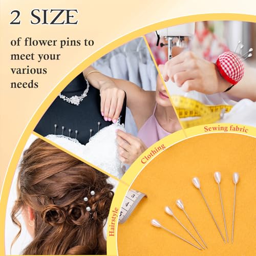 200 Pcs Corsage Pins 2 Styles Teardrop Boutonniere Pins Pearl Pin - size: 200pcs