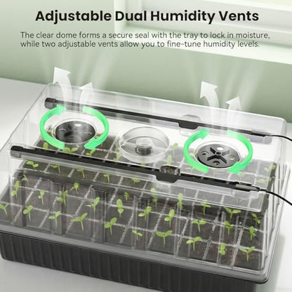 BAOSHISHAN Seed Starter Tray with Grow Light - 60 Cells Self-Watering | 24/7 LED Grow Light, 4'' Humidity Dome, Ideal for Herbs & Indoor Plants, Promotes Fast Germination, Durable Plastic Build