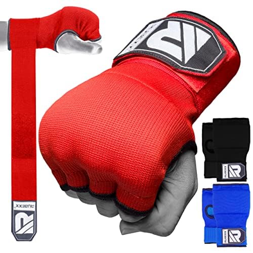 Slip on Boxing Hand Wraps Padded Thick Knuckle Inner Gloves 36 inches Elastic Wrist Strap Quick Wrap Under Mitts for Martial Arts, Muay Thai, MMA, Kickboxing Men Womem - color: Red, size: Large
