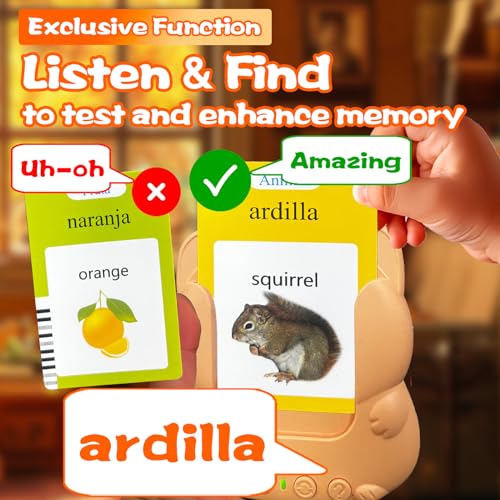 Bilingual Talking Flash Cards for Kids - Test Mode, Spanish - color: Spanish Orange