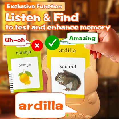 Bilingual Talking Flash Cards for Kids - Test Mode, Spanish - color: Spanish Orange