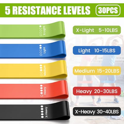 Outus 150 Pcs Resistance Loop Exercise Bands Loop Exercise Bands Set for Gym Members Sports Class Gift 5 Pcs Each Set with Storage Bag, Instruction Guide and Gift Box for Outdoor Home Gym Yoga Pilates