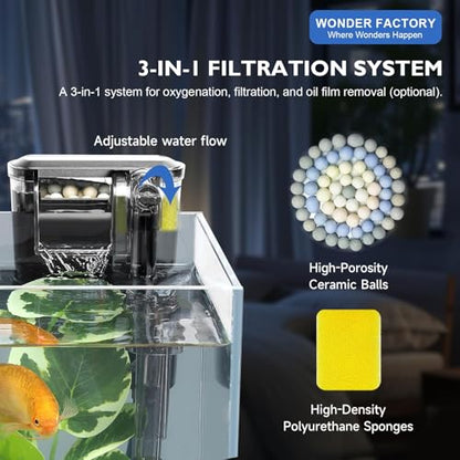 Small Aquarium Set Glass 2.6 Gallon Fish Tank, Starter Kit with Heater Self Cleaning System Efficiency Filter Bright Light Rocks Gravel Cleaning Tool, Leak-Proof Ultra-Clear Rimless Desktop Betta Tank - size: 2.6 Gallon