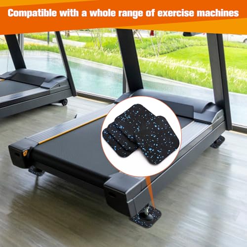 4Pcs Treadmill Mats, Coolrunner High Density Equipment Pads Noise Reduction | For Floor Protection, Washing Machine Pads, Anti Vibration Rubber mats for Stationery Bike, Rowing Machine, Home Gym Station