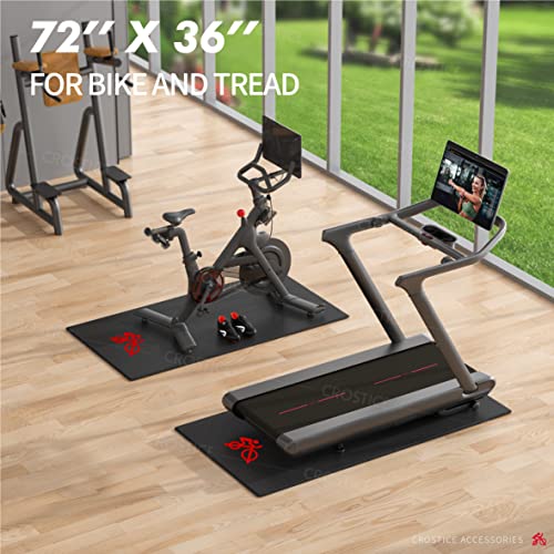 Bike Mat Compatible with Peloton Bike, 6mm Floor Protector | 6mm bike mat compatible with Peloton bike, providing non-slip waterproof protection for hardwood or carpet - size: 36x72", style: Logo Style