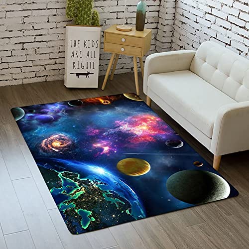 Outer Space Rug for Kids Bedroom 3x5 ft Galaxy Carpet for Boys Room Soft Non-Slip Solar System Area Rug 3D Planet Universe Rug for Living Room - color: Style Kk, size: 3' x 5' (Rectangular)