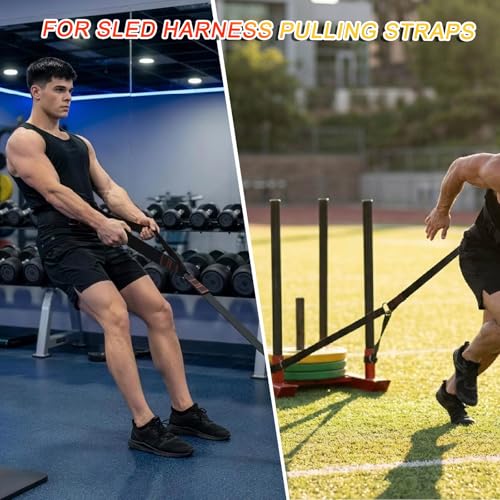 Heavy-Duty Sled Pulling Strap, Tire Dragging Pull Strap for Sled Training, Strength & Conditioning Workouts, Compatible with Harnesses & Belts - size: 2.5cm Wide