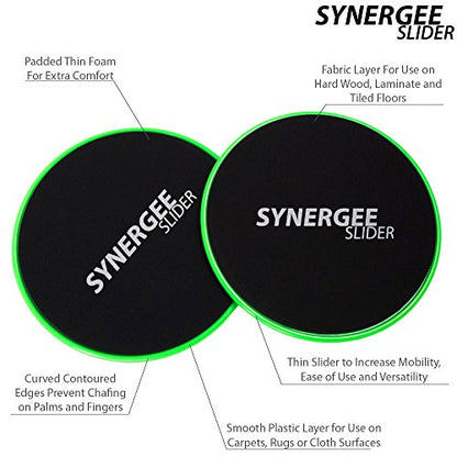 Synergee Core Sliders – Dual Sided Ab Exercise Equipment - color: Electric Green