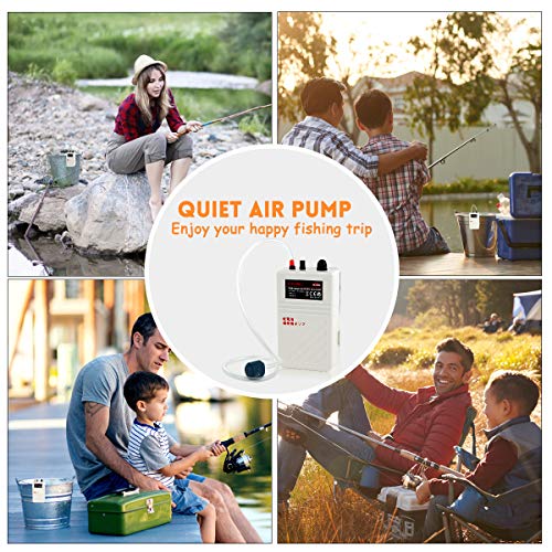 Battery Aquarium Air Pump, Quiet DC-800 Backup Fish Tank Air Bubbler, Portable Power Outage Aerator Emergency Oxygen Diffuser, Keeps Fish Safe & Bait Minnow Shrimp Alive
