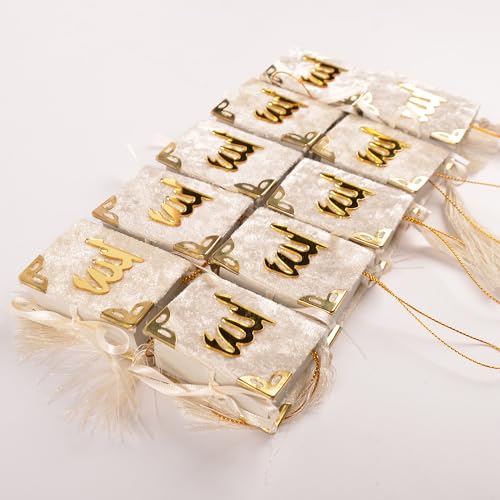 Set of 10 Quran Book for Muslim Favors Quran Book Arabic Hajj Favors Car Hanging Quran Islamic Gift (White) - color: White