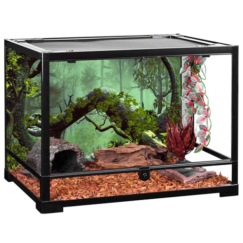 AWERT 60x24 inches Foggy Forest Terrarium Background Stone Green Tree Tropical Reptile Habitat Background Rainforest Aquarium Background Durable Polyester Background - size: 60x24in/150x60cm