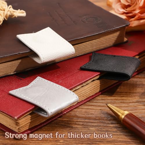 3PCS Magnetic Leather Bookmarks，Book Marks for Books, Strong Magnet Reading Accessories for Men & Women，Long-Lasting and Durable Gift Suitable for Book Lovers & Students (Black, Silver, White) - style: Silver Ink