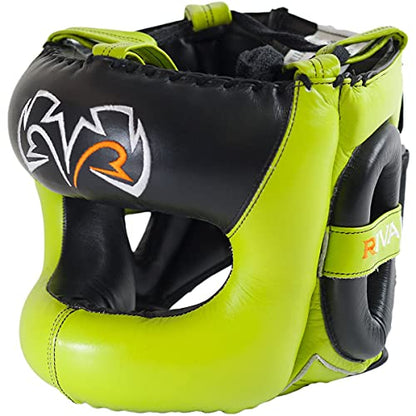 RIVAL Boxing RHGFS3 Face-Saver Sparring Headgear - Wide Eye Opening, Premium Leather, and Thermoplastic Inner Frame - color: Lime Green, size: Small-Medium