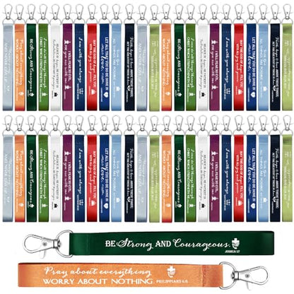 Roowest 120 Pcs Christian Bible Verse Keychains Bulk Inspirational Scriptures Religious Gift for Men Women Church Events - color: Joyous Color