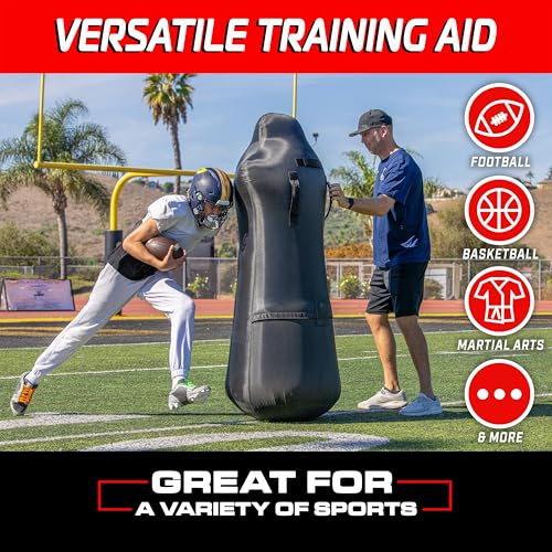 GoSports Football Blocking and Tackling Dummy with Water Weighted Base - Football Training Equipment for Practice - 6 ft Tall Inflatable