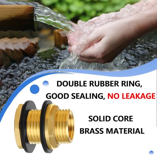Ceaeso 1/2" NPT Female X 3/4" Male GHT(Garden Hose Threaded), Soild Brass Bulkhead Fitting With 2 Rubber Rings For Water Tower Tank Barrels Rain Barrels… - color: 1 pack-A