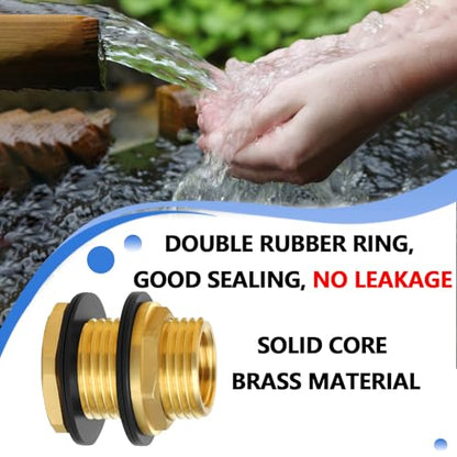 Ceaeso 1/2" NPT Female X 3/4" Male GHT(Garden Hose Threaded), Soild Brass Bulkhead Fitting With 2 Rubber Rings For Water Tower Tank Barrels Rain Barrels… - color: 1 pack-A